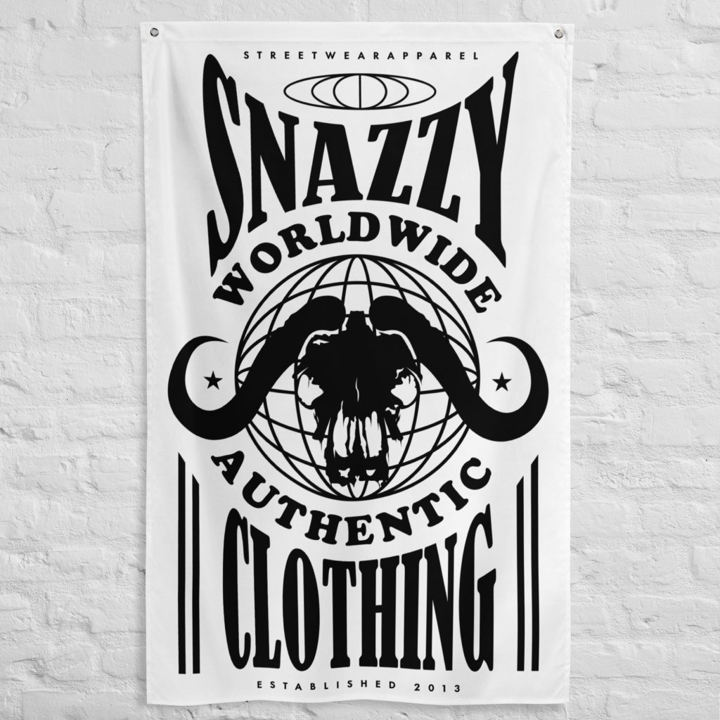 Worldwide Authentic Flag (142×88 cm) Weiß von SNAZZY CLOTHING – Vorderansicht