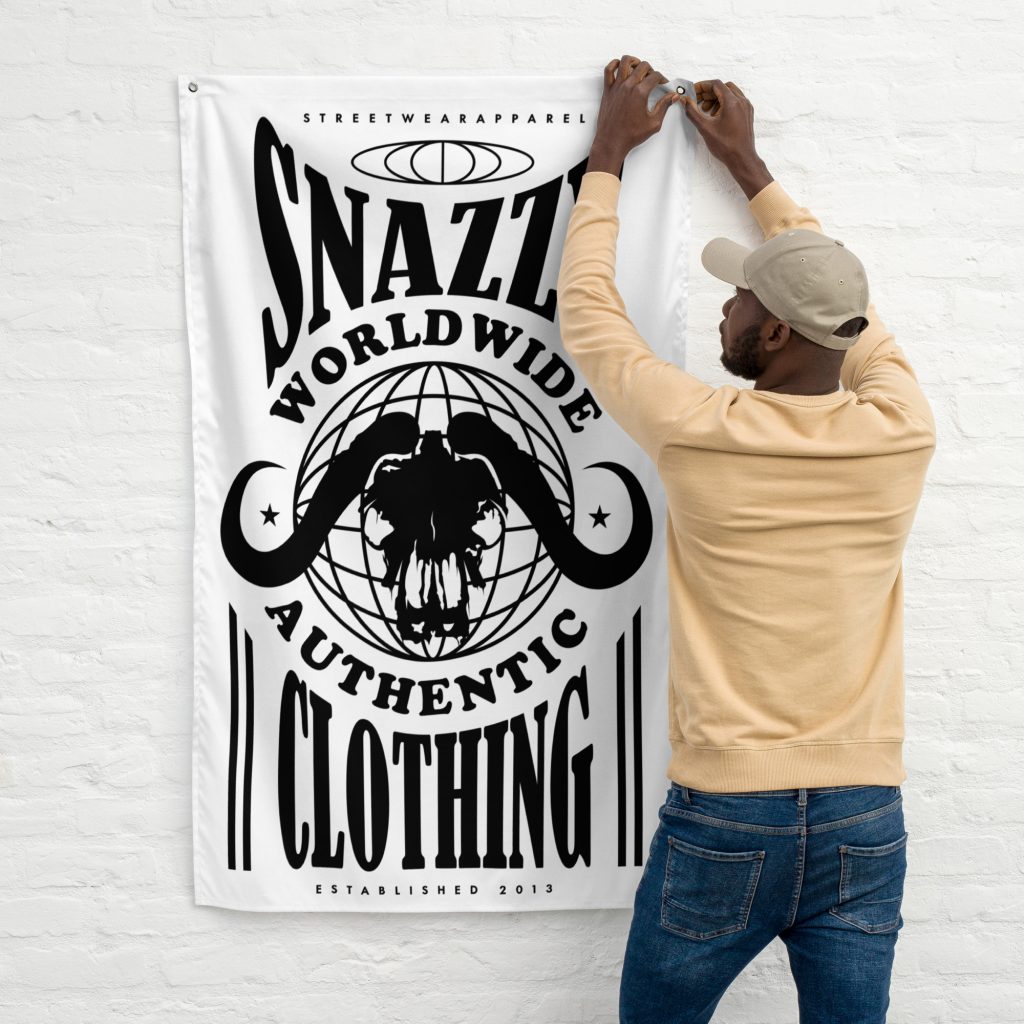 Worldwide Authentic Flag (142×88 cm) Weiß von SNAZZY CLOTHING – Vorderansicht