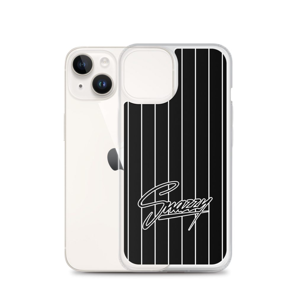 Stripes iPhone-Hülle Schwarz-Weiß von SNAZZY CLOTHING – Ansicht 3