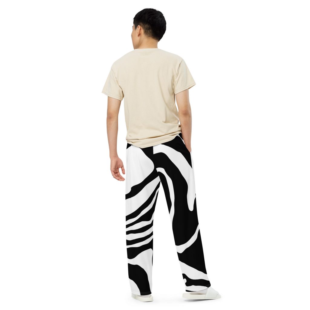 Zebra Wide-Leg Pants Schwarz-Weiß von SNAZZY CLOTHING – Rückansicht
