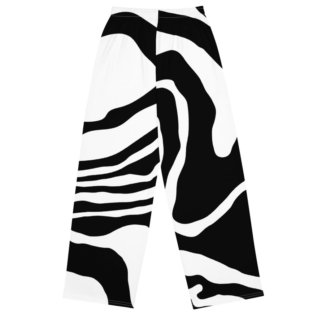Zebra Wide-Leg Pants Schwarz-Weiß von SNAZZY CLOTHING – Rückansicht