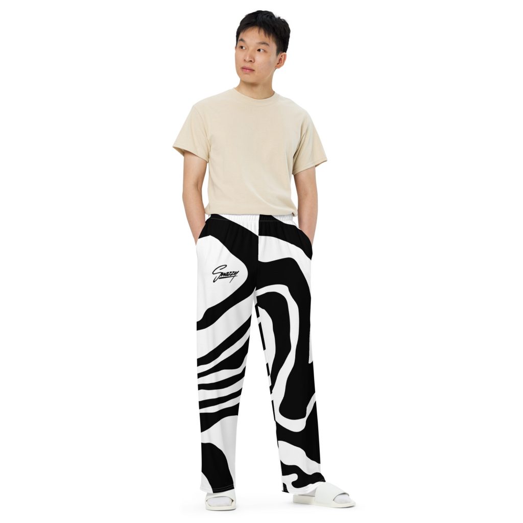 Zebra Wide-Leg Pants Schwarz-Weiß von SNAZZY CLOTHING – Vorderansicht