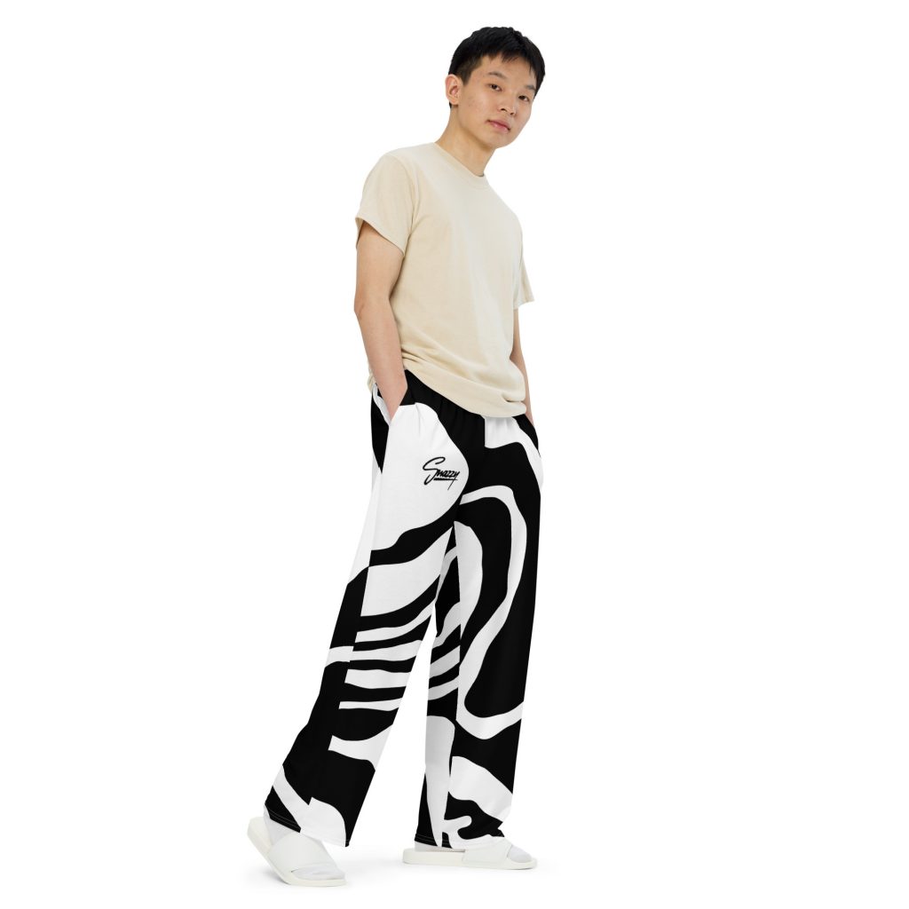 Zebra Wide-Leg Pants Schwarz-Weiß von SNAZZY CLOTHING – Vorderansicht