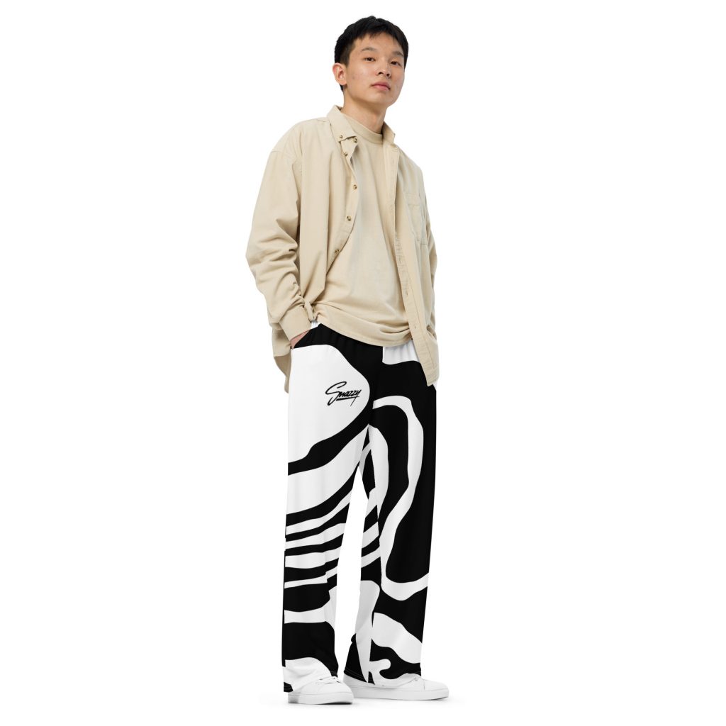 Zebra Wide-Leg Pants Schwarz-Weiß von SNAZZY CLOTHING – Vorderansicht
