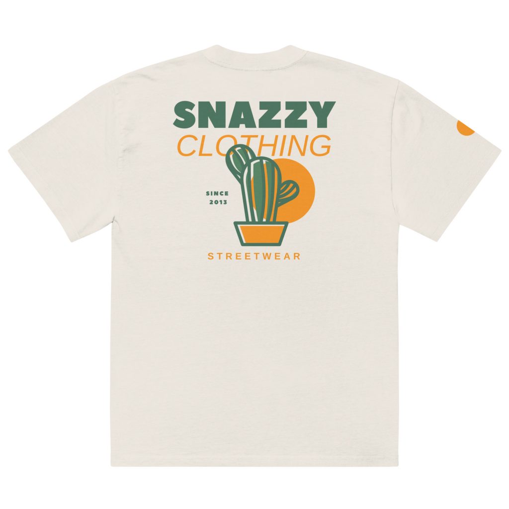 Cactus Oversized Faded T-Shirt Bone von SNAZZY CLOTHING – Rückansicht