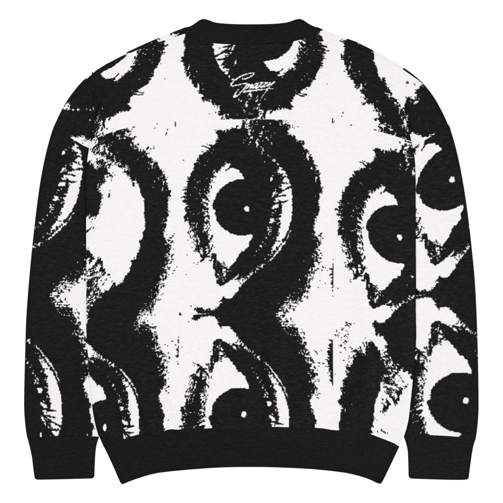 Eyes Knitted Crewneck Sweater – Relaxed Fit Strickpullover, Rückansicht