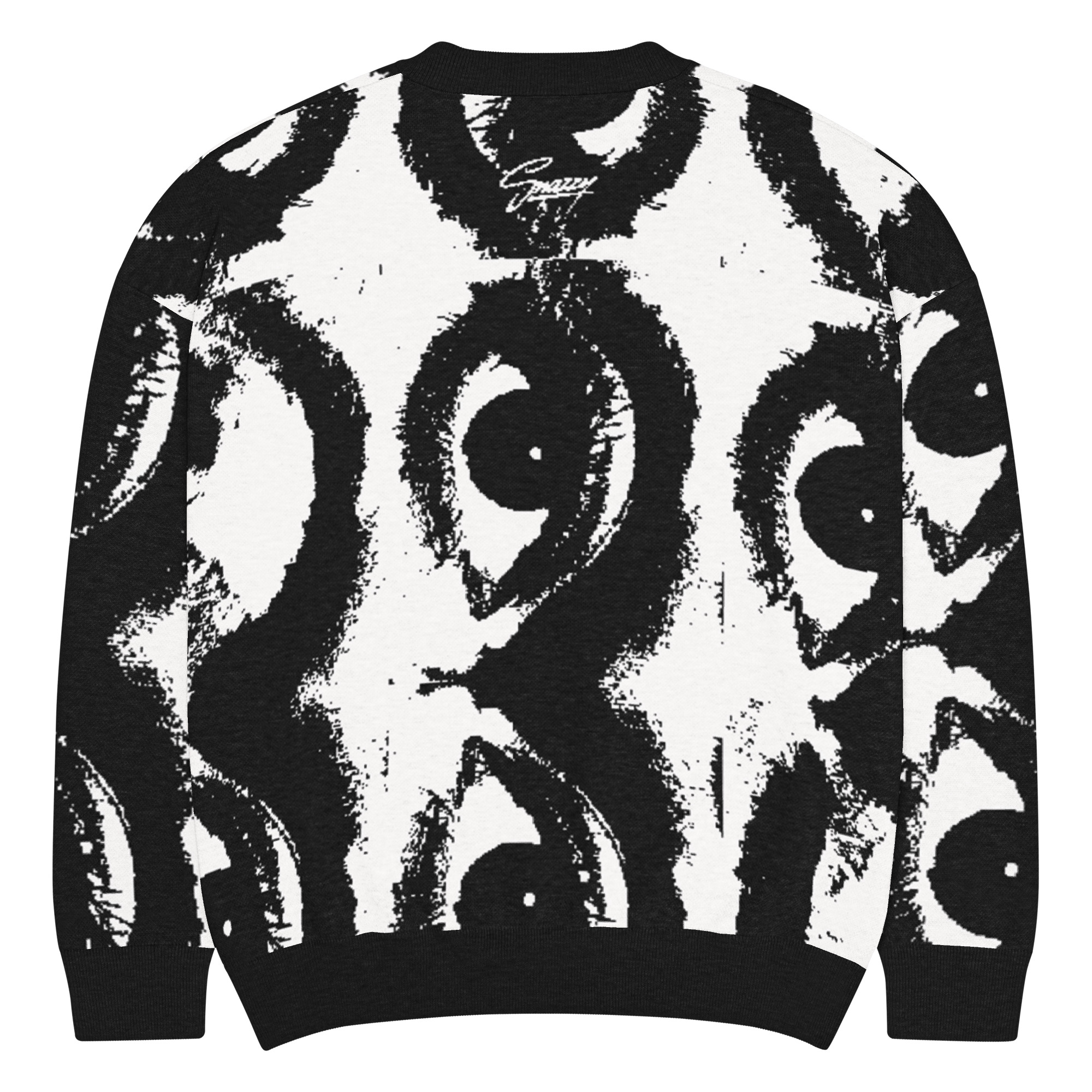 Eyes Knitted Crewneck Sweater – Relaxed Fit Strickpullover, Rückansicht