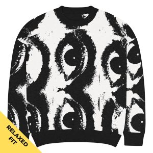 Eyes Knitted Crewneck Sweater – Relaxed Fit Strickpullover in Größe M, Vorderansicht