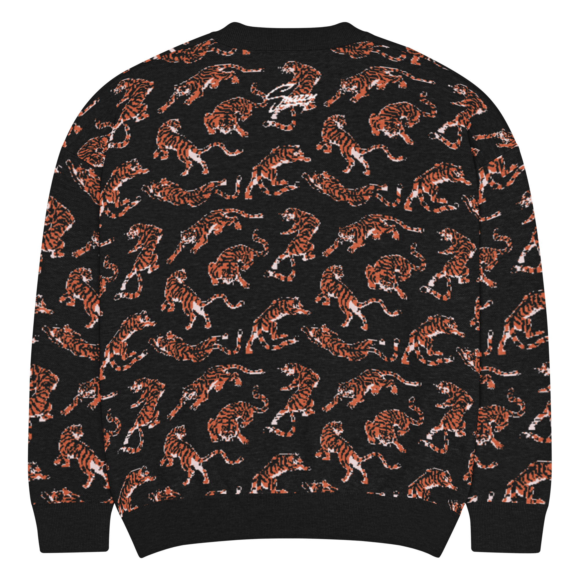 Tigers Knitted Crewneck Sweater – Relaxed Fit Strickpullover, Rückansicht