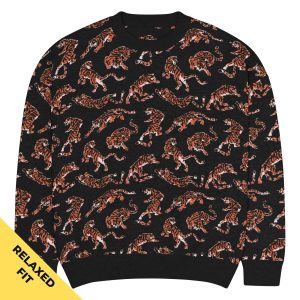 Tigers Knitted Crewneck Sweater – Relaxed Fit Strickpullover in Größe M, Vorderansicht