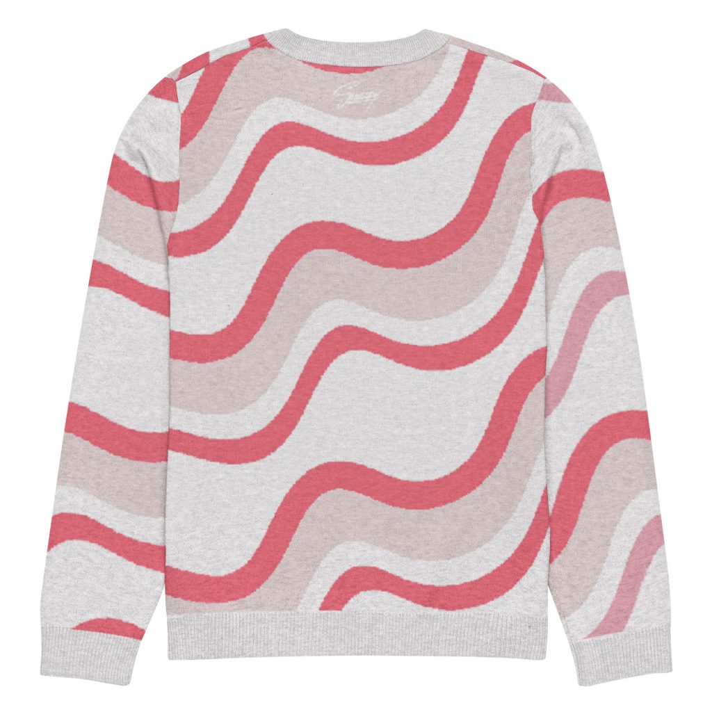 Mellow Waves Knitted Crewneck Sweater Rosa-Rot von SNAZZY CLOTHING – Rückansicht
