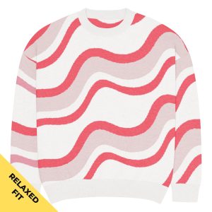 Mellow Waves Knitted Crewneck Sweater – Relaxed Fit Strickpullover in Größe M, Vorderansicht