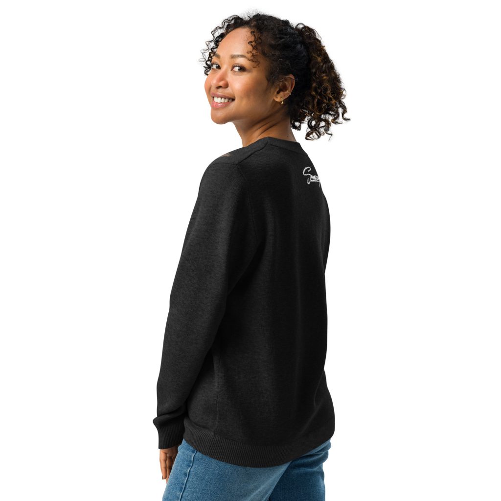Dobermann Knitted Crewneck Sweater Schwarz-Braun von SNAZZY CLOTHING – Rückansicht
