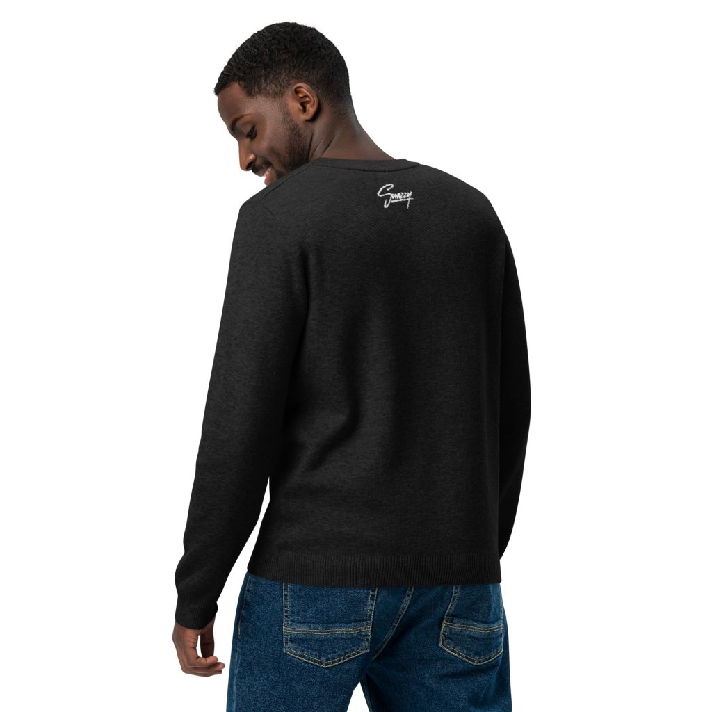 Dobermann Knitted Crewneck Sweater Schwarz-Braun von SNAZZY CLOTHING – Rückansicht