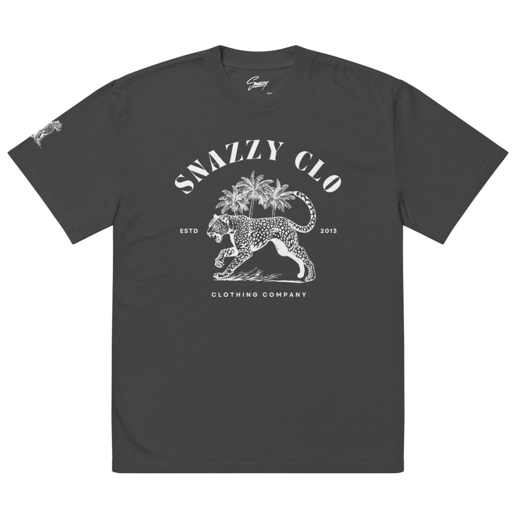 Leopard Oversized Faded T-Shirt Schwarz von SNAZZY CLOTHING – Vorderansicht
