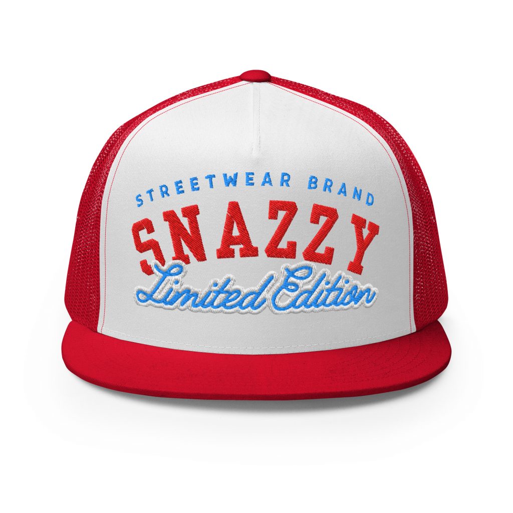 Limited Edition Trucker Snapback Rot-Weiß von SNAZZY CLOTHING – Vorderansicht