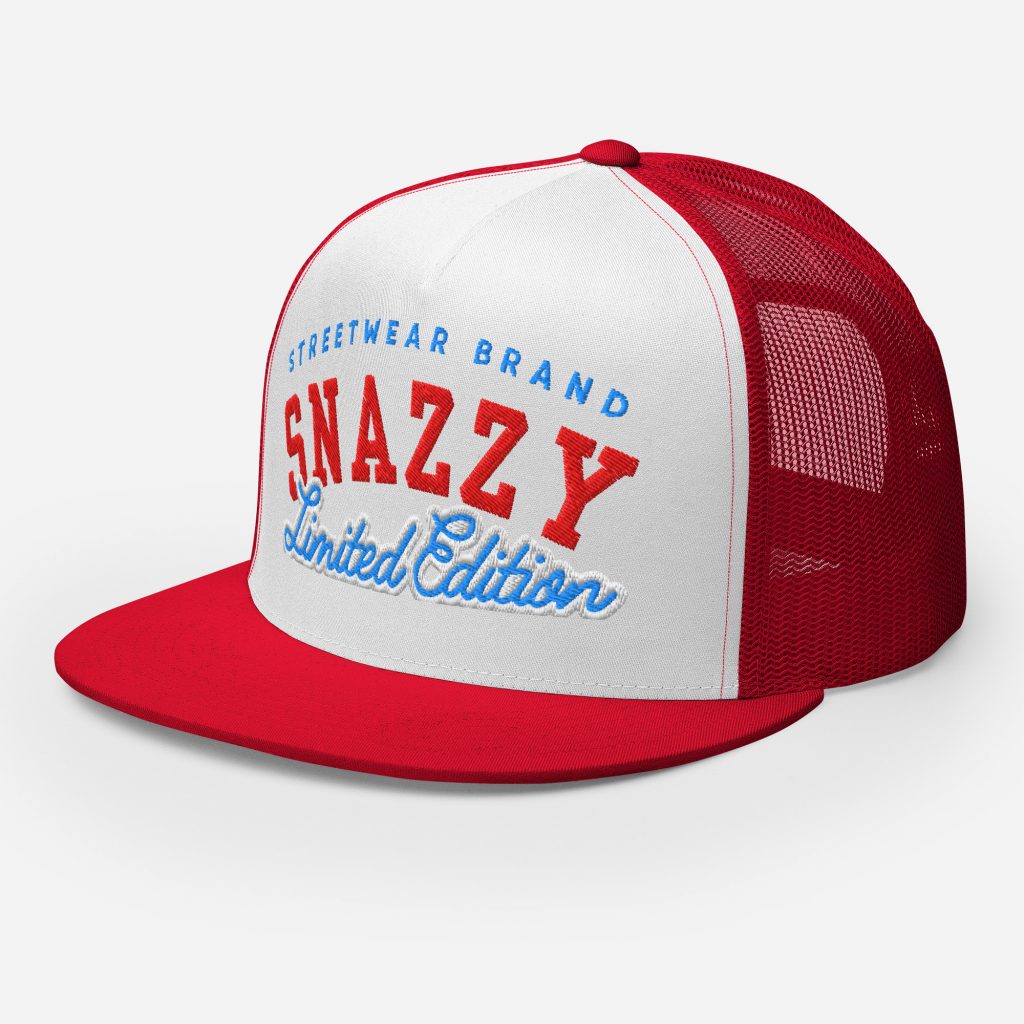 Limited Edition Trucker Snapback Rot-Weiß von SNAZZY CLOTHING – Vorderansicht