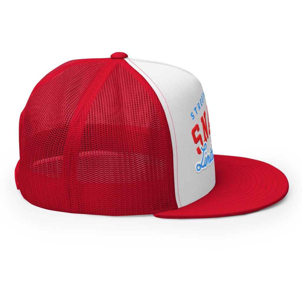 Limited Edition Trucker Snapback Rot-Weiß von SNAZZY CLOTHING – Seitenansicht