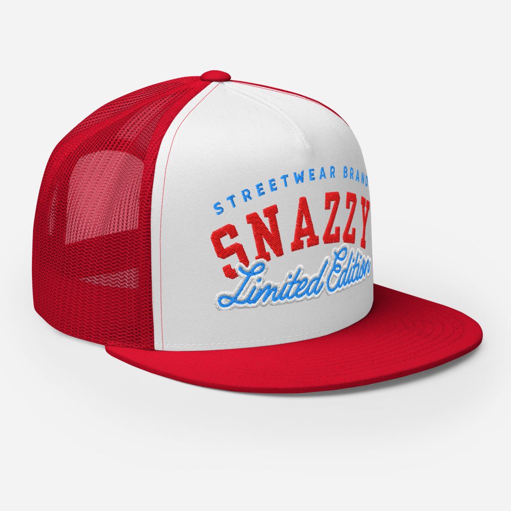 Limited Edition Trucker Snapback Rot-Weiß von SNAZZY CLOTHING – Vorderansicht