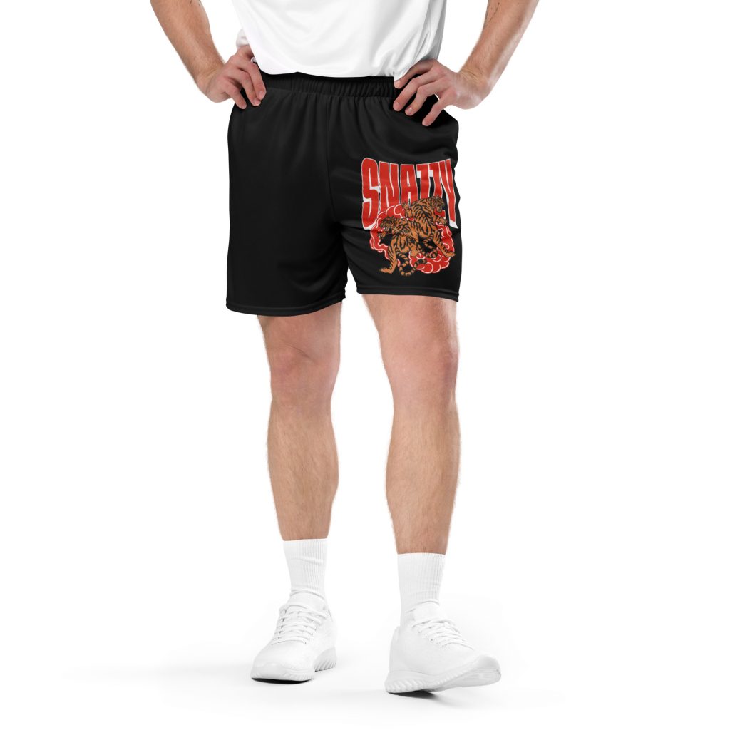 Tiger Mesh-Shorts Schwarz von SNAZZY CLOTHING – Vorderansicht
