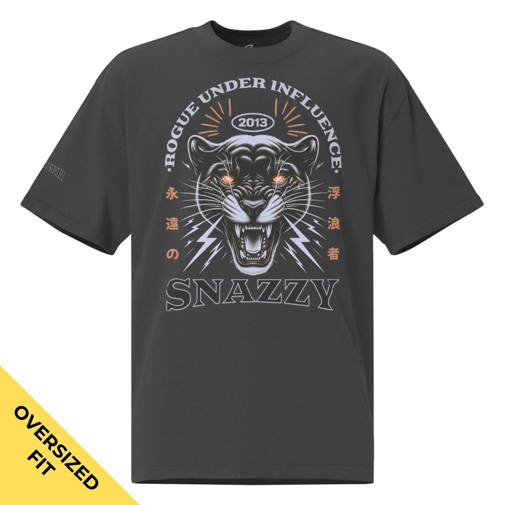 Raawr Oversized Faded T-Shirt Schwarz von SNAZZY CLOTHING