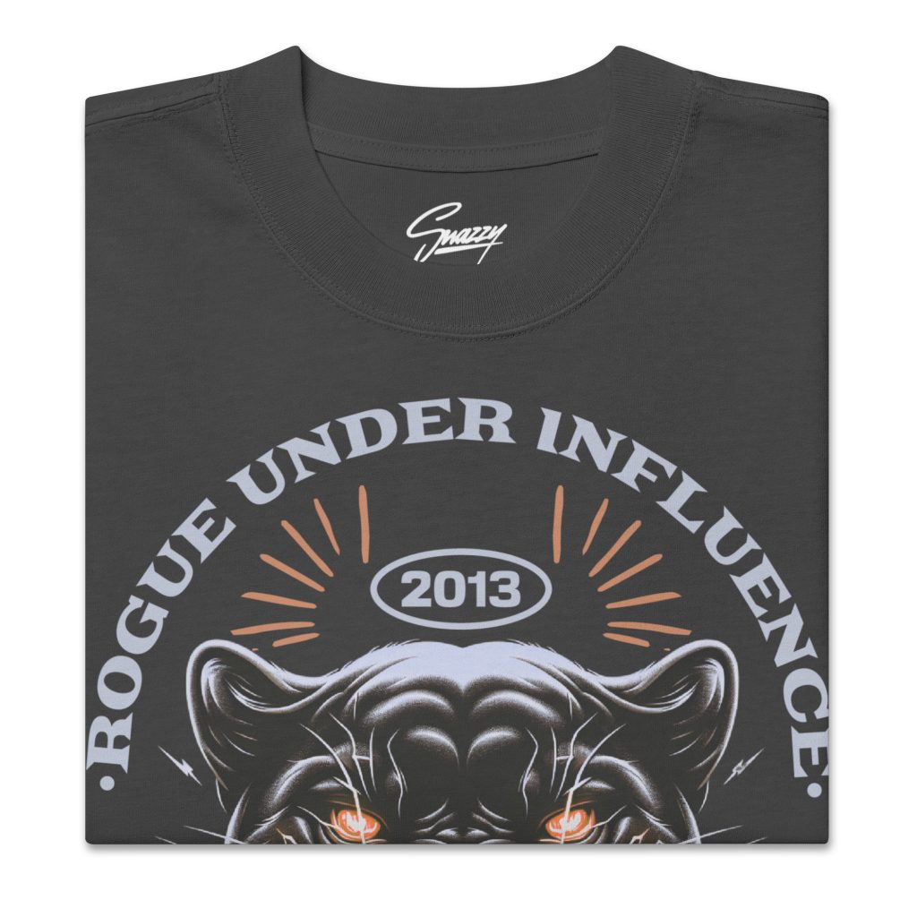 Raawr Oversized Faded T-Shirt Schwarz von SNAZZY CLOTHING – Vorderansicht