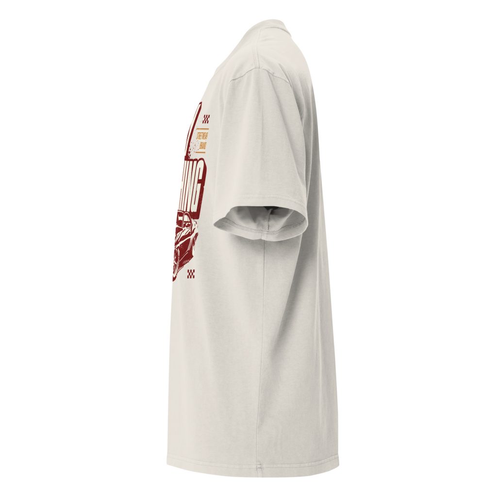 Racer Oversized Faded T-Shirt Beige von SNAZZY CLOTHING – Seitenansicht