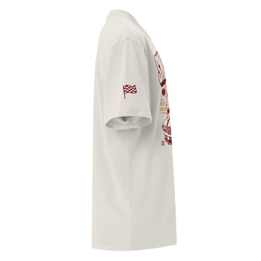 Racer Oversized Faded T-Shirt Beige von SNAZZY CLOTHING – Seitenansicht