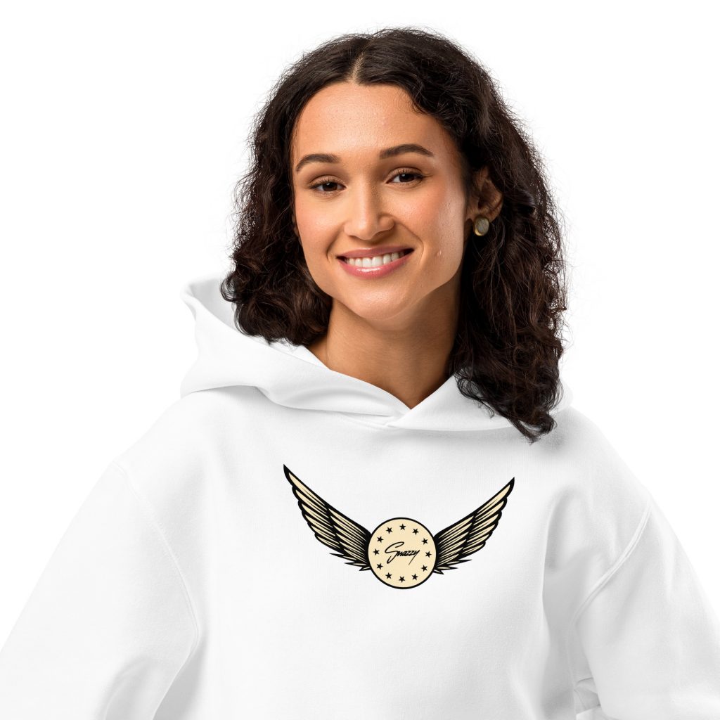 Basketball Team Oversized Hoodie Weiß von SNAZZY CLOTHING – Vorderansicht