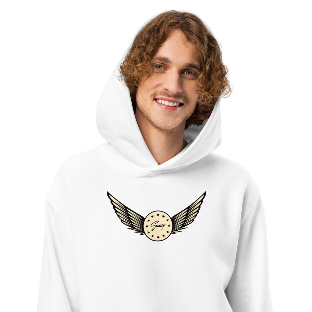 Basketball Team Oversized Hoodie Weiß von SNAZZY CLOTHING – Vorderansicht
