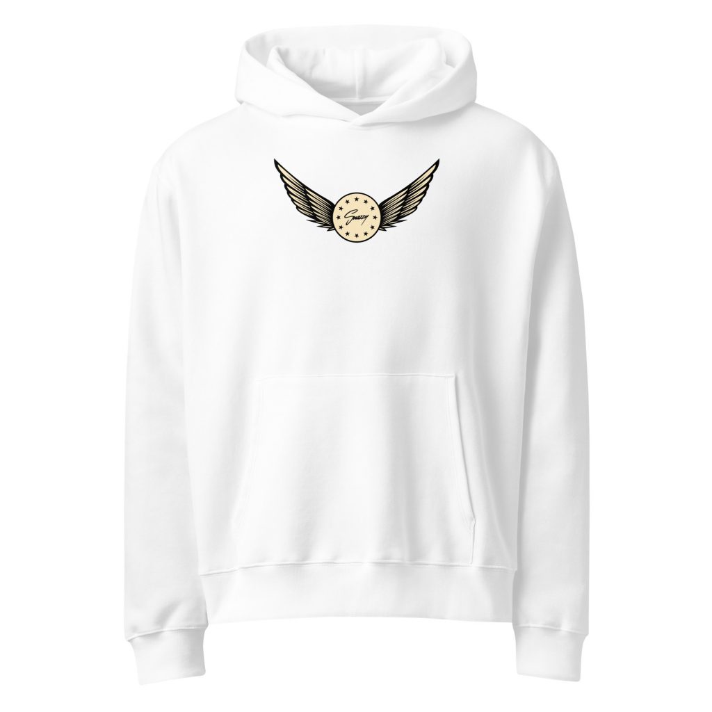 Basketball Team Oversized Hoodie Weiß von SNAZZY CLOTHING – Vorderansicht