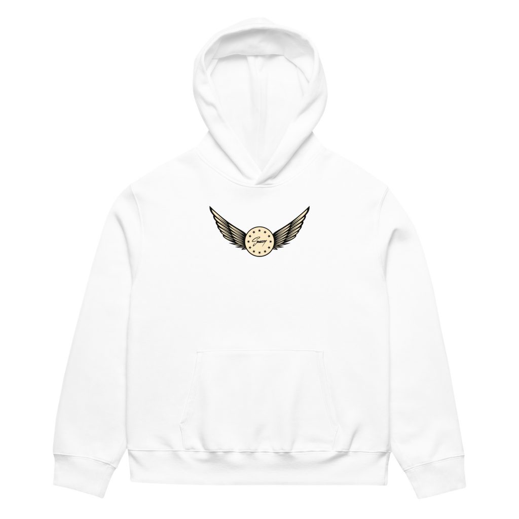 Basketball Team Oversized Hoodie Weiß von SNAZZY CLOTHING – Vorderansicht