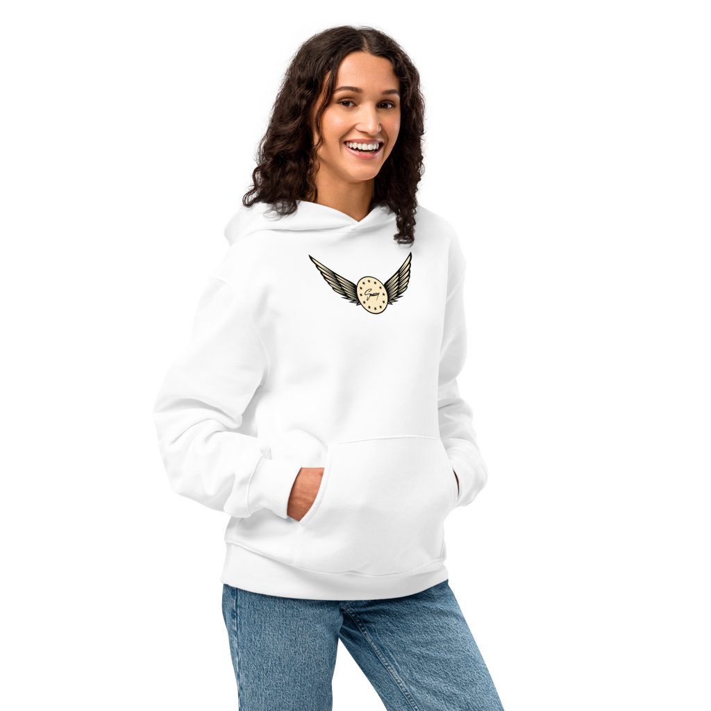 Basketball Team Oversized Hoodie Weiß von SNAZZY CLOTHING – Vorderansicht