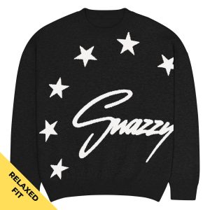 Big Stars Logo Knitted Crewneck Sweater Schwarz von SNAZZY CLOTHING – Vorderansicht, Relaxed Fit