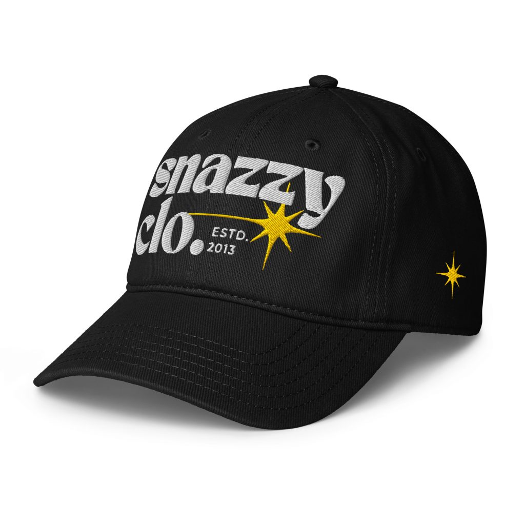 Shooting Star Baseball Cap Schwarz von SNAZZY CLOTHING – Vorderansicht