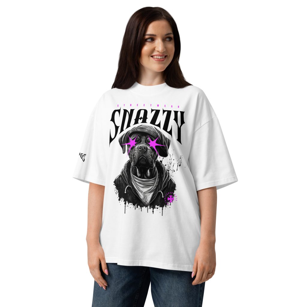 Sidestreet Dawgs Oversized T-Shirt Weiß von SNAZZY CLOTHING – Vorderansicht