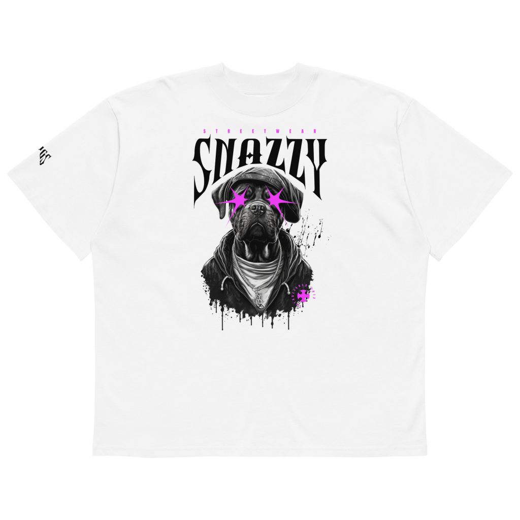 Sidestreet Dawgs Oversized T-Shirt Weiß von SNAZZY CLOTHING – Vorderansicht