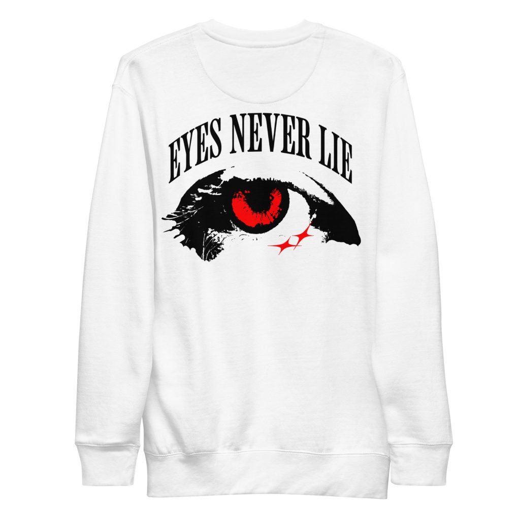 Eyes Never Lie Light Sweater Weiß von SNAZZY CLOTHING – Rückansicht