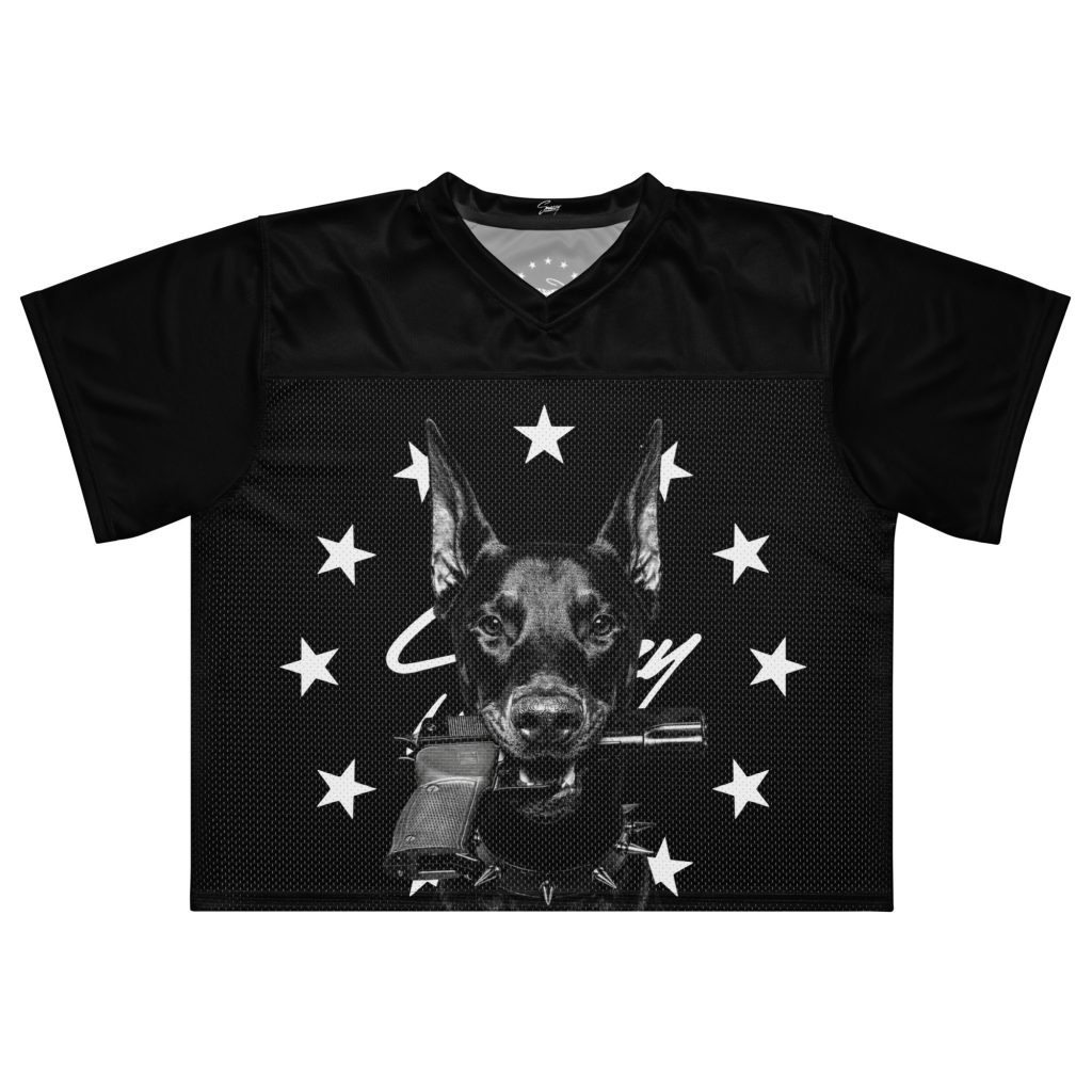 Dobermann Boxy Trikot Schwarz von SNAZZY CLOTHING – Vorderansicht
