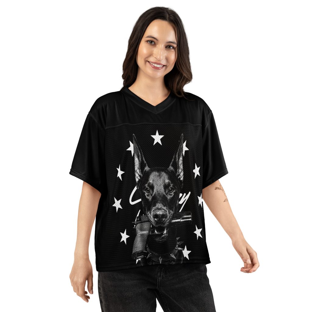 Dobermann Boxy Trikot Schwarz von SNAZZY CLOTHING – Vorderansicht