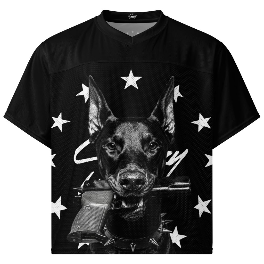 Dobermann Boxy Trikot Schwarz von SNAZZY CLOTHING – Vorderansicht