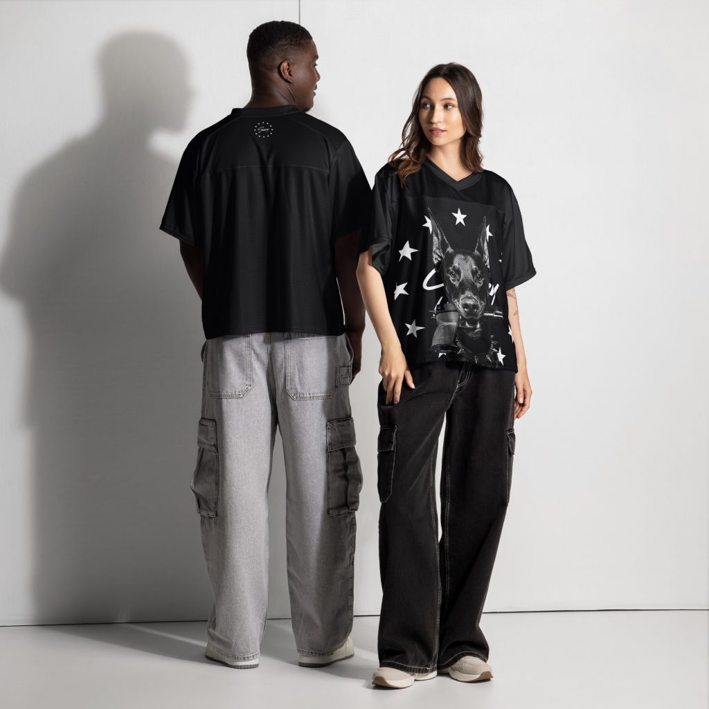 Dobermann Boxy Trikot Schwarz von SNAZZY CLOTHING – Rückansicht