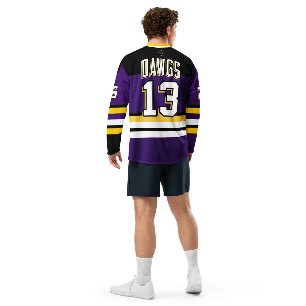 Dawgs Hockey Long Sleeve Jersey Lila-Gelb von SNAZZY CLOTHING – Rückansicht
