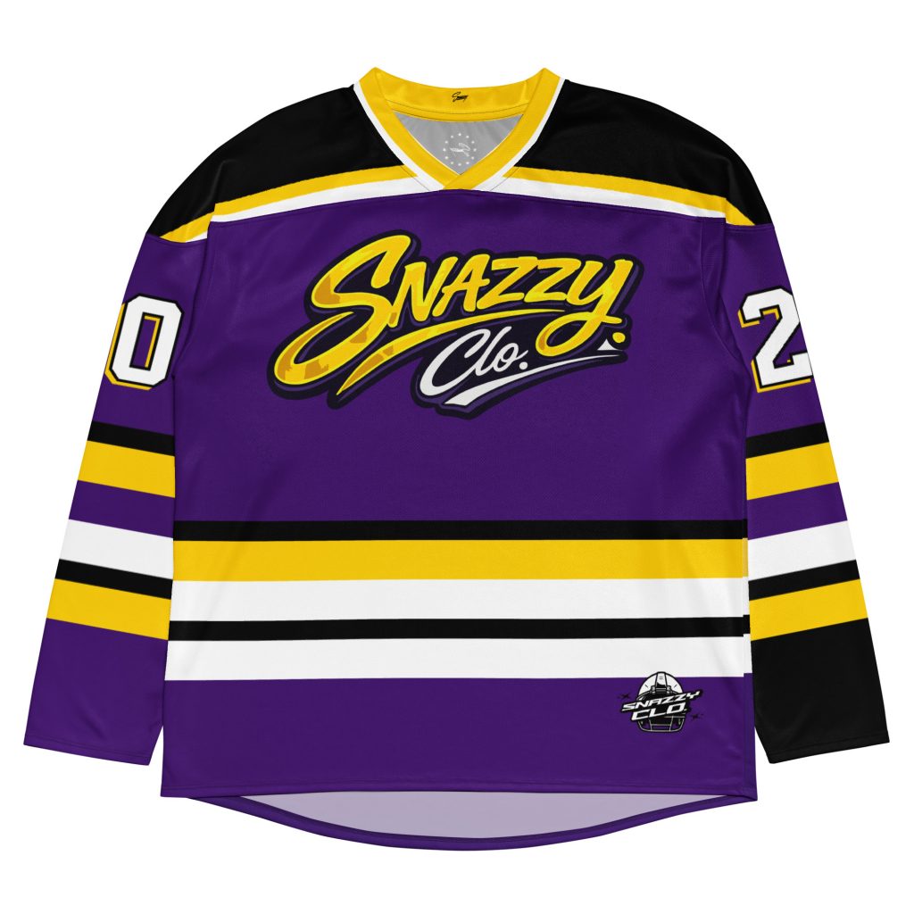 Dawgs Hockey Long Sleeve Jersey Lila-Gelb von SNAZZY CLOTHING – Vorderansicht
