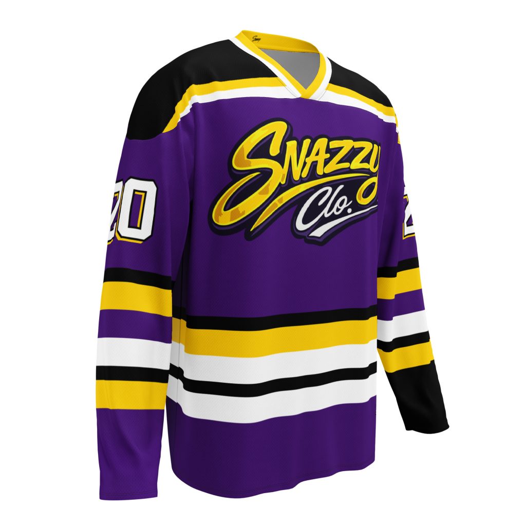 Dawgs Hockey Long Sleeve Jersey Lila-Gelb von SNAZZY CLOTHING – Vorderansicht