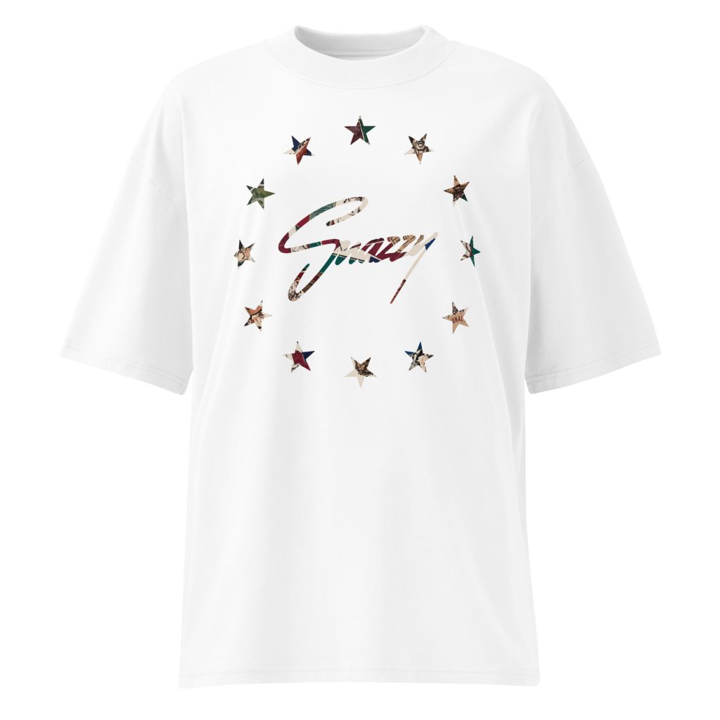 Vintage Baseball Oversized T-Shirt Weiß von SNAZZY CLOTHING – Vorderansicht