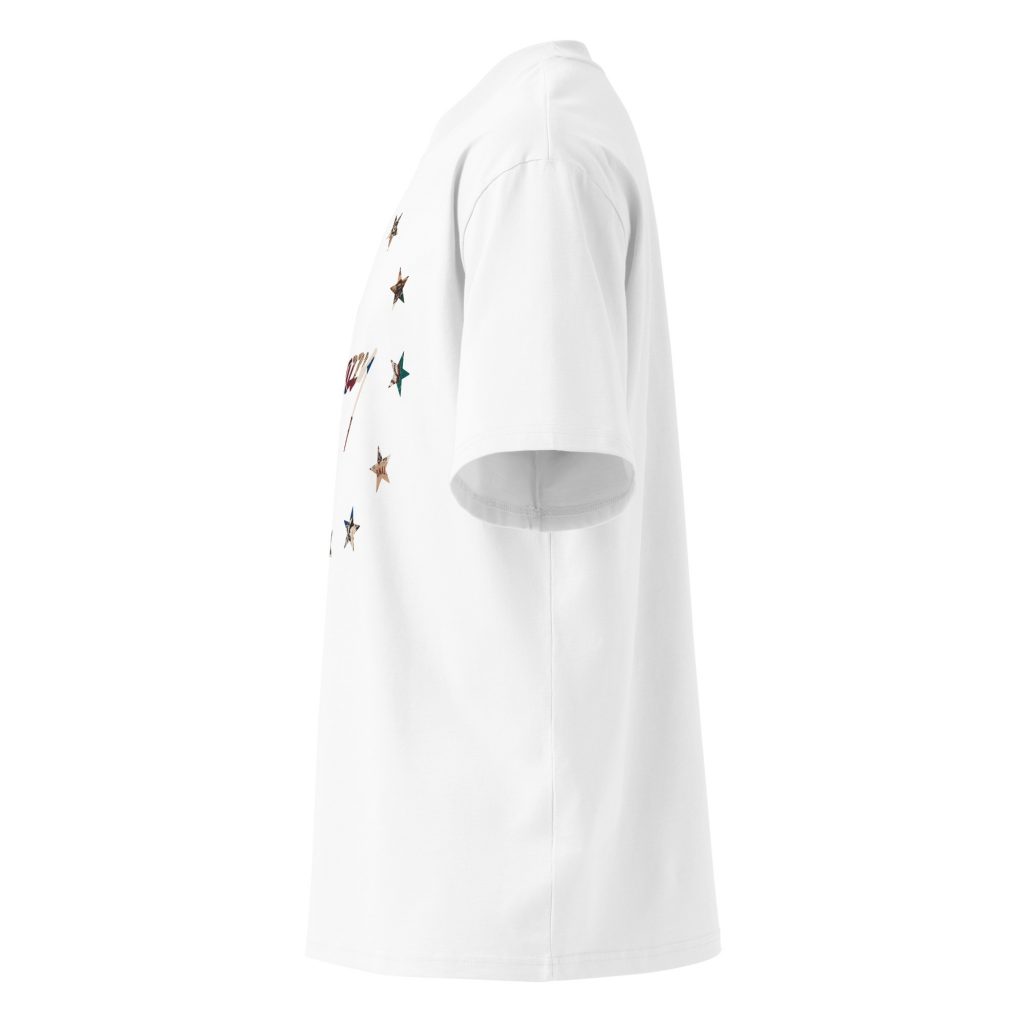 Vintage Baseball Oversized T-Shirt Weiß von SNAZZY CLOTHING – Seitenansicht
