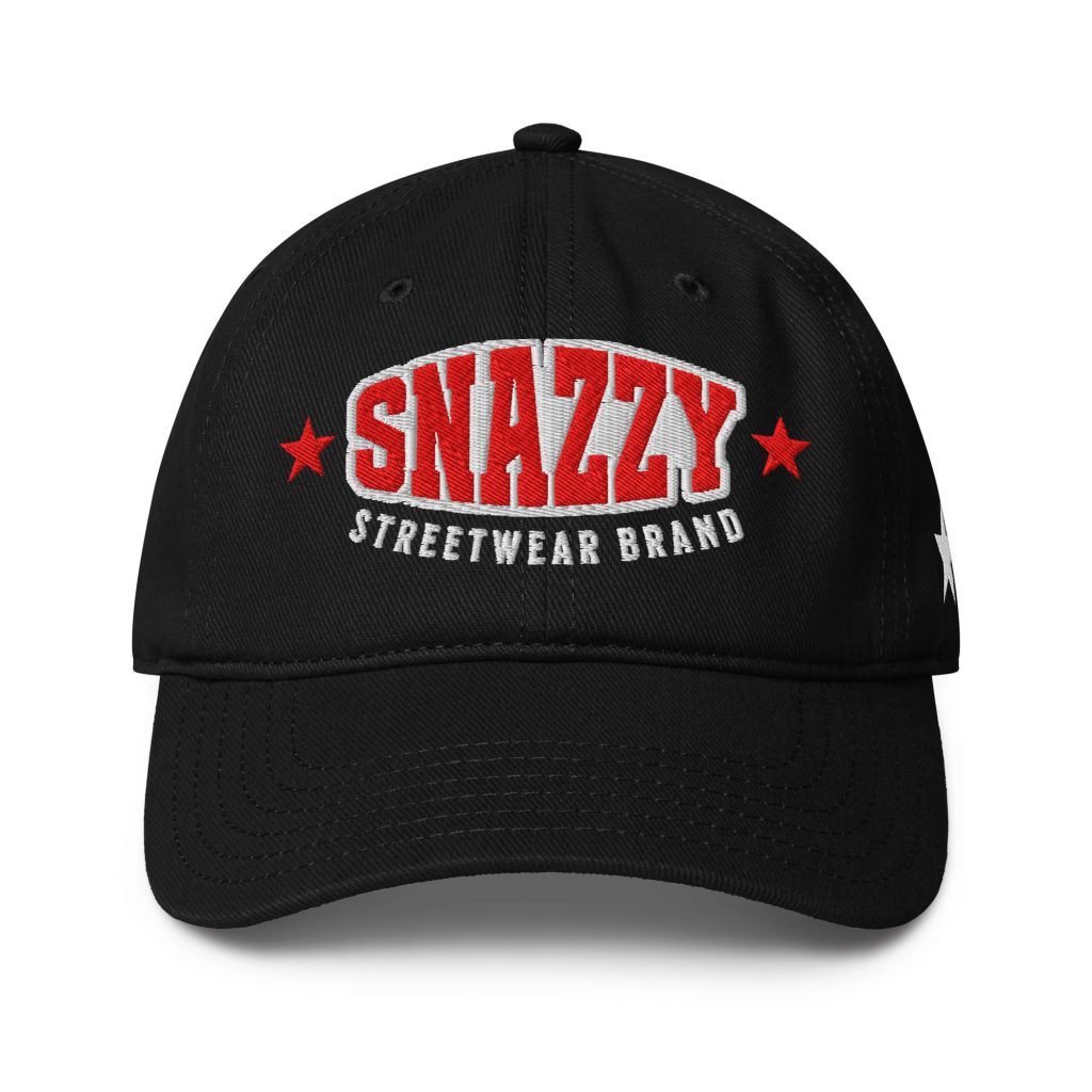 Strong Baseball Cap Schwarz von SNAZZY CLOTHING – Vorderansicht
