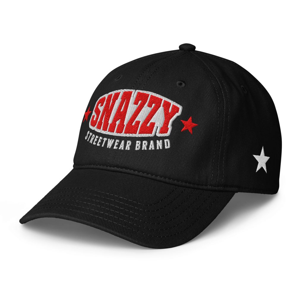 Strong Baseball Cap Schwarz von SNAZZY CLOTHING – Vorderansicht