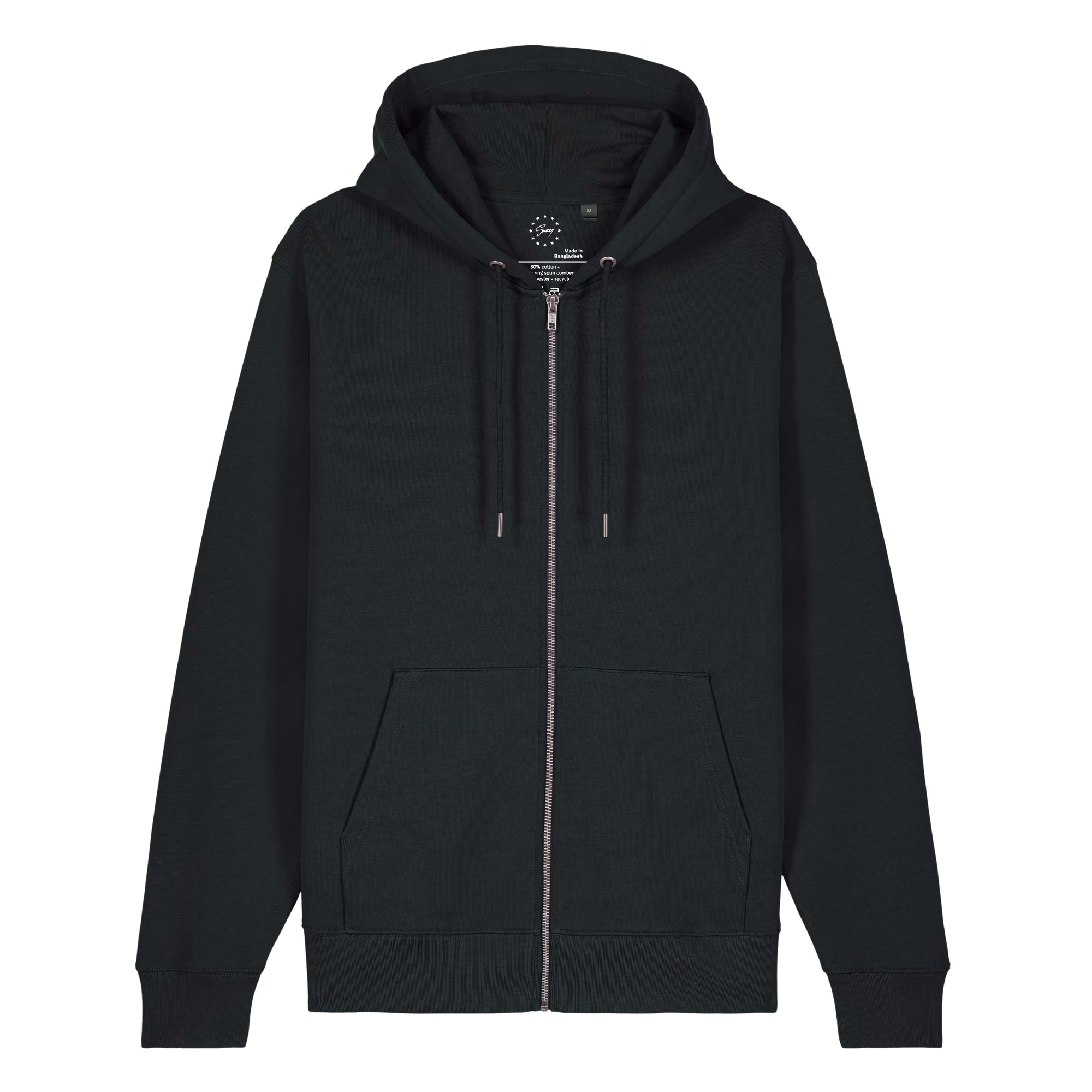 Grumpy Angel Zip Hoodie Schwarz von SNAZZY CLOTHING – Vorderansicht